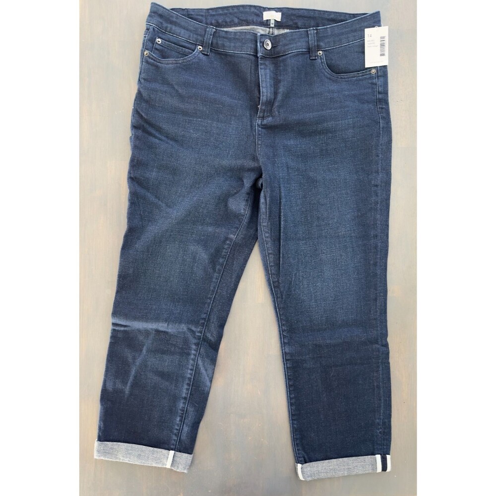 Ecru Malibu Dark Indigo Sewn in Cuffed Jeans Women's  SZ 14 NWT